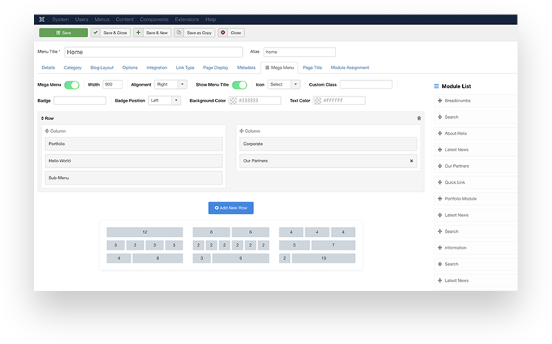 Helix Ultimate - Mega Menü erstellen