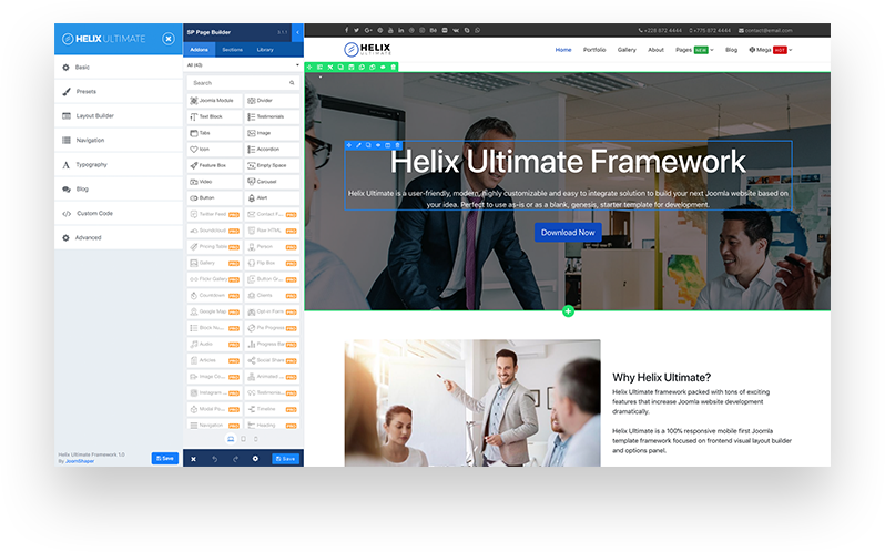 Helix Ultimate - Unterstützung für den SP Page Builder
