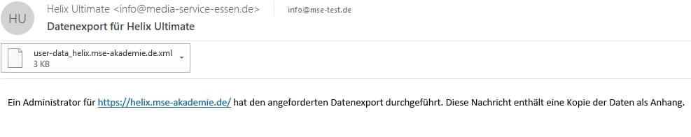 Joomla DSGVO - Ratgeber und Anleitung. Export als XML-Datei.