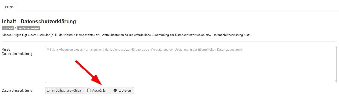 Joomla DSGVO - Ratgeber und Anleitung. Plugin für Datenschutzerklärung - Beitrag zuordnen.